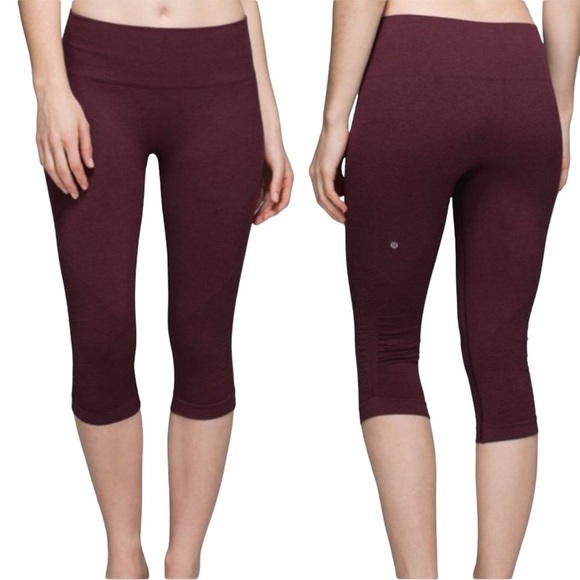 Lululemon In The Flow Crop II Bordeaux Drama Maroon Sz 4 - Picture 1 of 12
